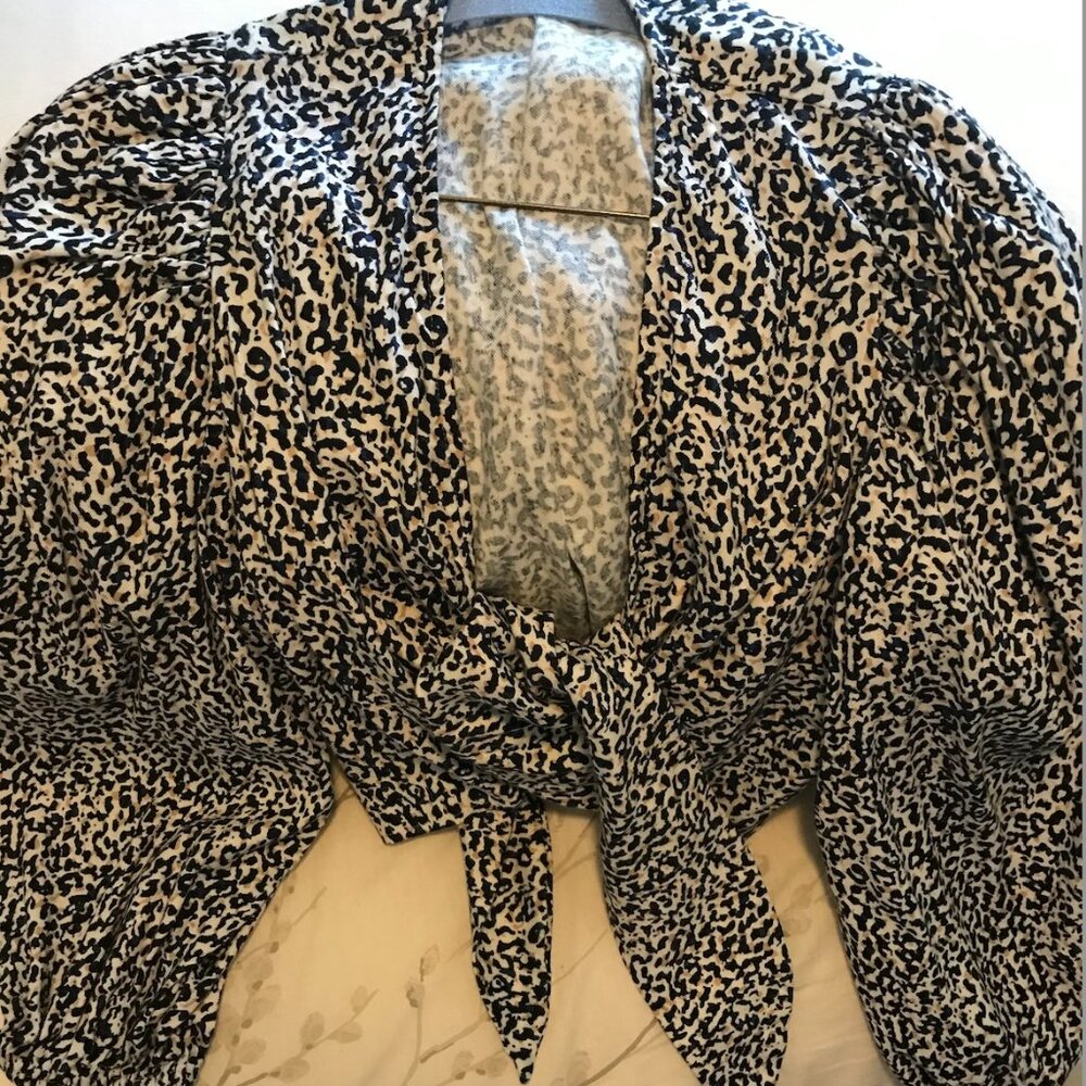 Express animal print tie front cropped cover up